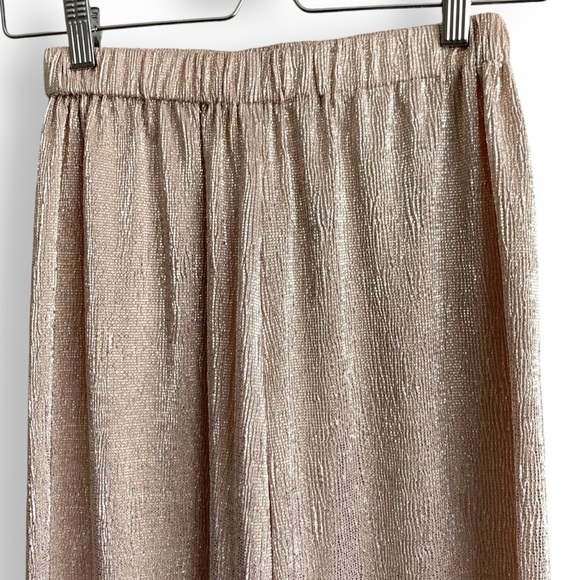 Alice and Olivia Pants Wide Leg Metallic Gold Pleated Cropped Ankle Pants - Picture 6 of 13